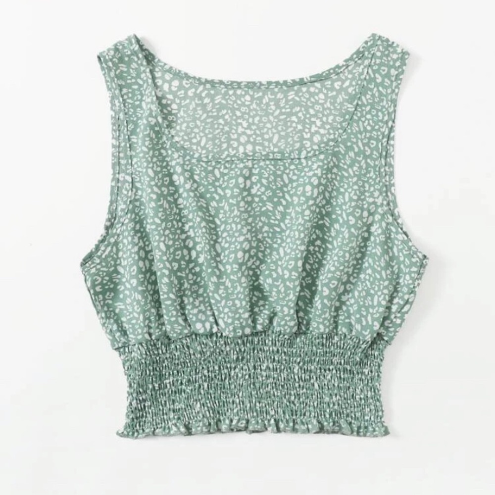 NEW WITH TAG Romwe All Over Print Shirred Tank Top Size XS (2)